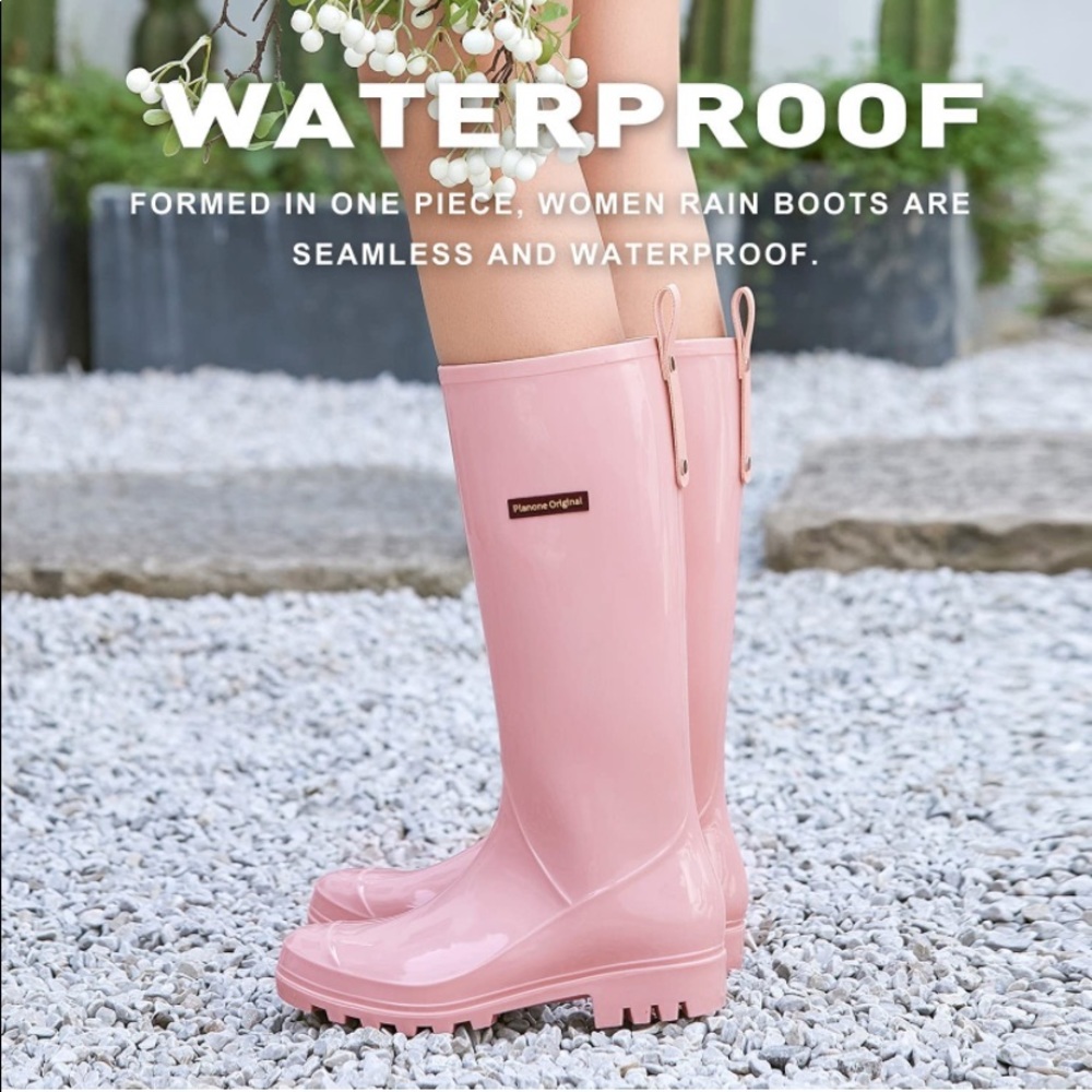 planone Tall rain Boots for Women and Waterproof Garden Shoes，Anti-Slipping